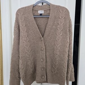 Universal Thread Taupe Cable Knit Button-Up Cardigan